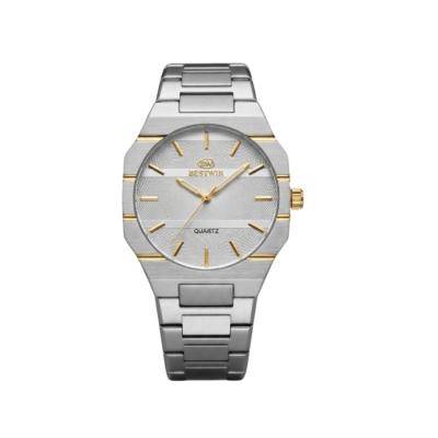 BESTWIN Quartz Montre Homme - Argenté Doré Bracelet Acier Inoxydable