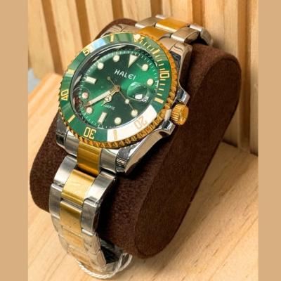    HALEI Dive 40 mm Montre Homme - Lunette Verte & Bracelet Bicolore