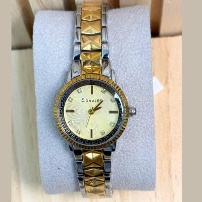 BONAIER Quartz Montre Femme - Cadran Doré Rayonnant & Bracelet Bicolore