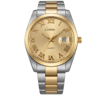    CESHDUN Montre Homme - Doré Silver Quartz Boîtier Rond Bicolore