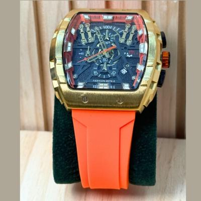 CORAL 8074-5 Montre Femme - Bracelet Doré & Cadran Orange