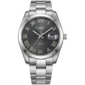 CESHDUN CH-312S Montre Homme - Silver & Cadran Noir  Quartz Boîtier Rond