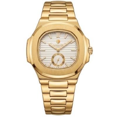 LOOKWORLD Montre Femme - Lunette Octogonale Dorée & Cadran Blanc Strié