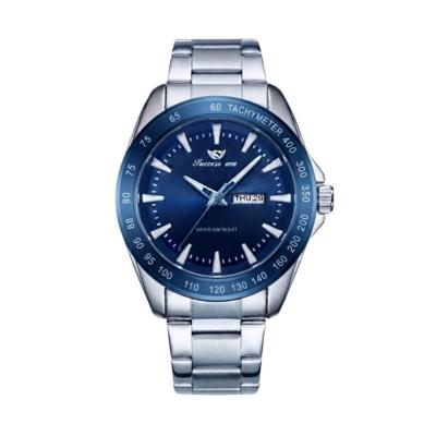 SUCCESS WAY Montre Homme - Tachymètre Sport Bracelet Acier Argent & Cadran Bleu