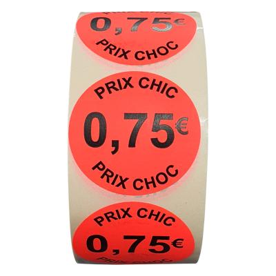 Sticker Adhésif promotionnel 0,75€ | Carton de 6 rouleaux de 0,75€