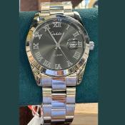 CESHDUN CH-312S Montre Homme - Silver & Cadran Noir  Quartz Boîtier Rond