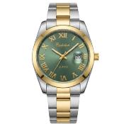 CESHDUN CH-312G Montre Homme - Vert Doré Silver Bracelet en Acier Inoxydable