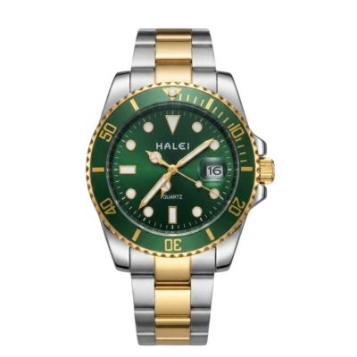    HALEI Dive 40 mm Montre Homme - Lunette Verte & Bracelet Bicolore