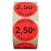 Sticker promotionnel | Carton de 6 rouleaux de "2,50€"