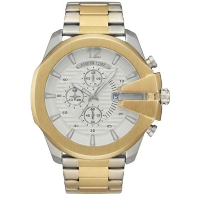 AMBER TIME AT-8219G Montre Homme - Chronographe Quartz Grand Couronne & Boîtier Bicolore