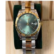 CESHDUN CH-312G Montre Homme - Vert Doré Silver Bracelet en Acier Inoxydable