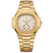 LOOKWORLD Montre Homme - Lunette Octogonale Dorée & Cadran Blanc Strié