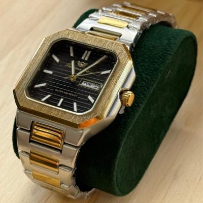 SUCCESS WAY Montre Homme - Classique Quartz Boîtier Carré & Bracelet Acier Bicolore