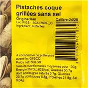 Pistache Grillées Sans Sel 500 G