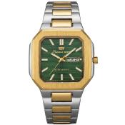 SUCCESS WAY - Montre Homme Étui octogonal Bracelet cadran vert dore-argent