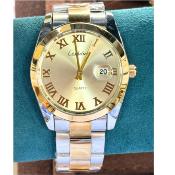    CESHDUN Montre Homme - Doré Silver Quartz Boîtier Rond Bicolore