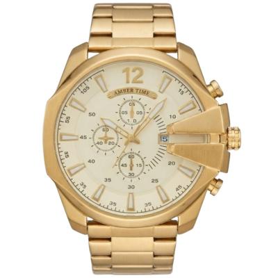  AMBER TIME AT-8219G Montre Homme - Chronographe Quartz Grand Protège-Couronne & Tout Doré