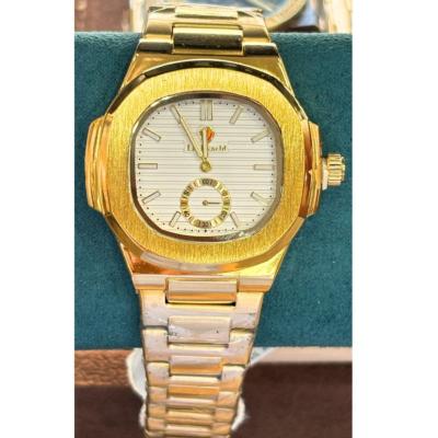 LOOKWORLD Montre Homme - Lunette Octogonale Dorée & Cadran Blanc Strié