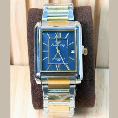 SUCCESS WAY Montre Homme - Rectangulaire Cadran Bleu & Boîtier Bicolore