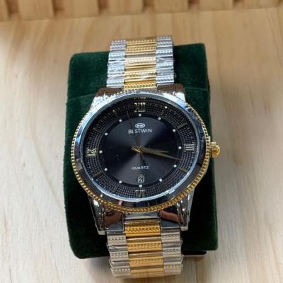 BESTWIN 232 Montre Homme Quartz - Cadran Noir & Bracelet Acier Bicolore
