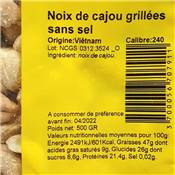 Noix de Cajou Grillées Sans Sel 500 G
