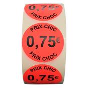 Sticker Adhésif promotionnel 0,75€ | Carton de 6 rouleaux de 0,75€
