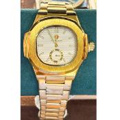 LOOKWORLD Montre Homme - Lunette Octogonale Dorée & Cadran Blanc Strié