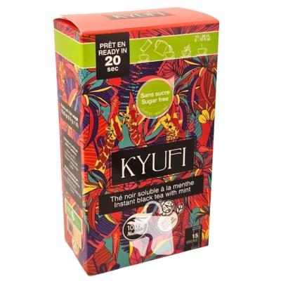 Kyufi Thé Noir Soluble à la Menthe Sans Sucre – 15 Sticks (9-13,5g)